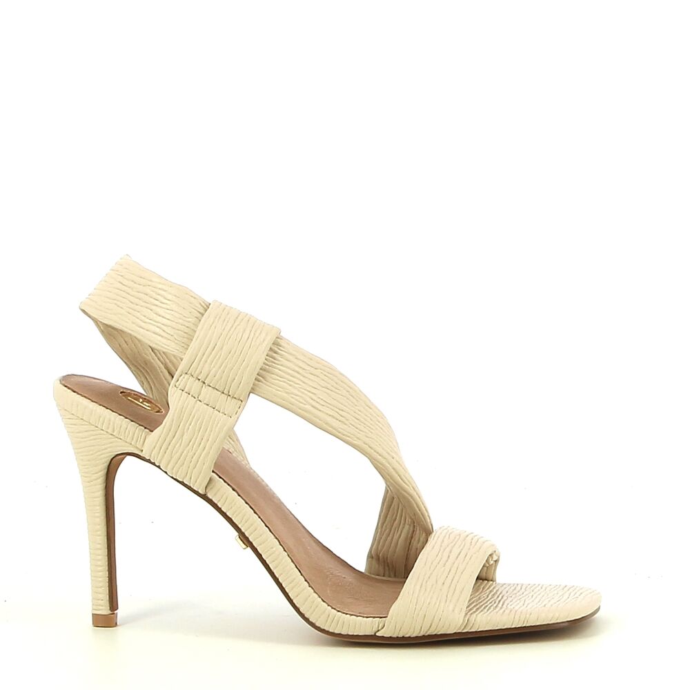 Beige sandalen met online hak