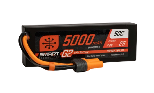 Spektrum 5000mAh 2S1P 7,4V 50C Lipo Battery Smart G2 Hardcase IC5