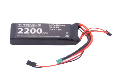 Titanium 2200mAh 2S1P 7,4V 30C Lipo RX Battery JR/MPX