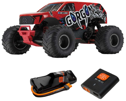 Arrma - 1/10 GORGON 4X2 MEGA 550 Brushed Monster Truck RTR with Battery & Charger, Red