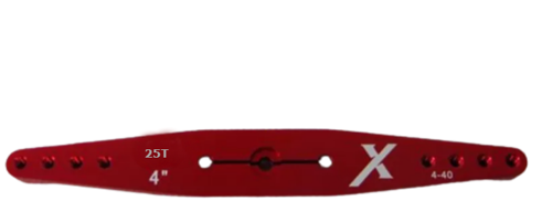 Servo Double Arm - 4" - Tapped M3 - Futaba (25T) - Red