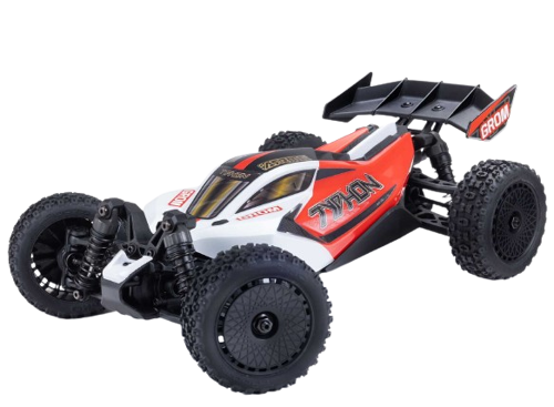 Arrma - 1/18 TYPHON GROM MEGA 380 Brushed 4X4 Buggy RTR, Red/White (with battery & charger)