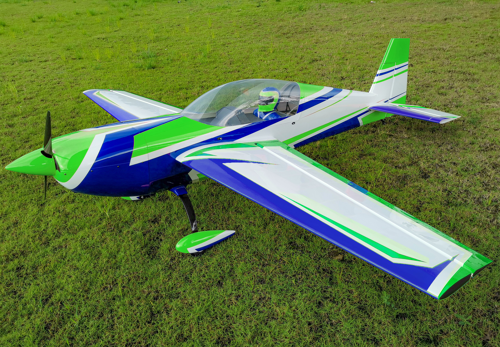 Extreme Flight - Extra 300 125" V4, Green/White/Blue ARF Kit (2 Cylinder Version)