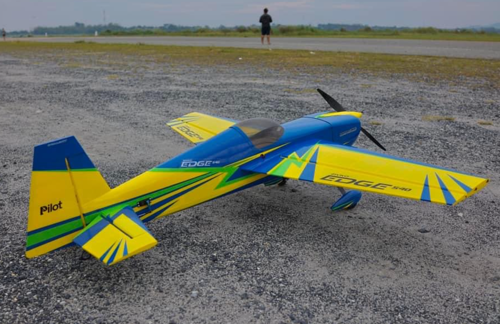 Pilot RC - Edge 540 74", Blue/Yellow/Green ARF Kit (Scheme 02)