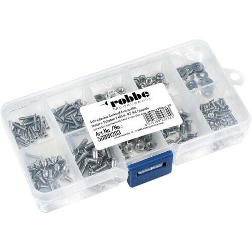 Screw box countersunk head cross recess, Nuts, washers 240pcs M2-M3