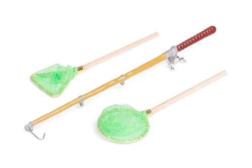 1/10 Mini fishing rod fishing net Set