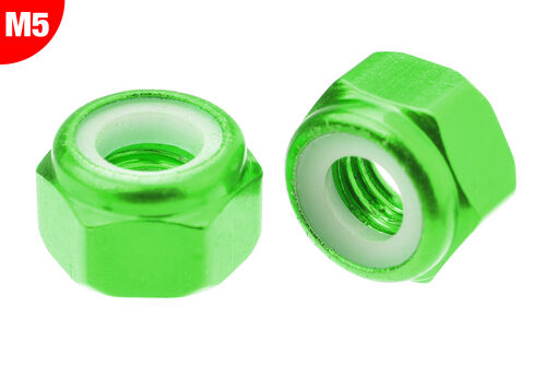 Team Corally - Écrou frein aluminium - M5 - Vert - 10 pcs