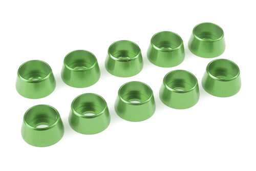 Team Corally - Rondelle aluminium - pour vis M5 tête hexagonale - Ø12mm - Vert - 10 pcs