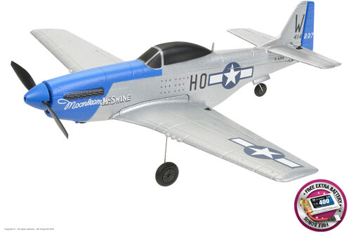 EZ-Wings - Mini P-51 Mustang - RTF - 450mm - 1+1 Li-Po Battery - USB Charger