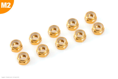 Revtec - Aluminium Nylstop Nut - M2 - Gold - 10 pcs