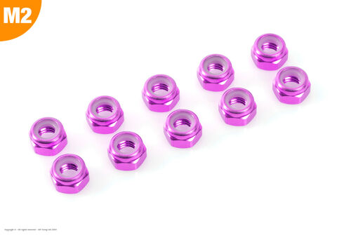 Revtec - Aluminium Nylstop Nut - M2 - Purple - 10 pcs