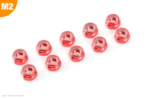 Revtec - Aluminium Nylstop Nut - M2 - Red - 10 pcs