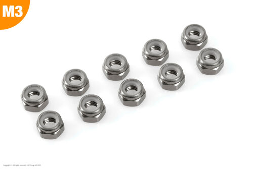 Revtec - Aluminium Nylstop Nut - M3 - Gun Metal - 10 pcs