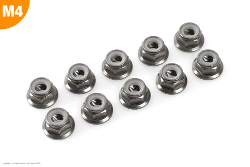 Revtec - Aluminium Nylstop Nut - M4 - Flanged - Gun Metal - 10 pcs