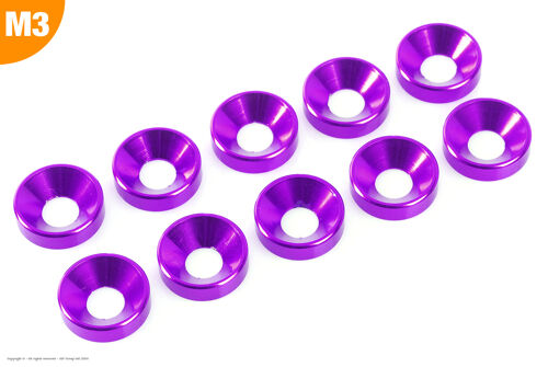 Revtec - Aluminium Washer - for M3 Flat Head Screws - OD=8mm - Purple - 10 pcs