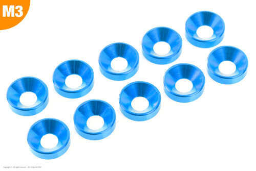 Revtec - Aluminium Washer - for M3 Flat Head Screws - OD=8mm - Blue - 10 pcs