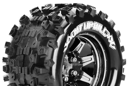 Louise RC - MT-UPHILL - 1-10 Monster Truck Tire Set - Mounted - Sport - Black Chrome 2.8 Wheels - Hex 14mm - L-T3204SBCM