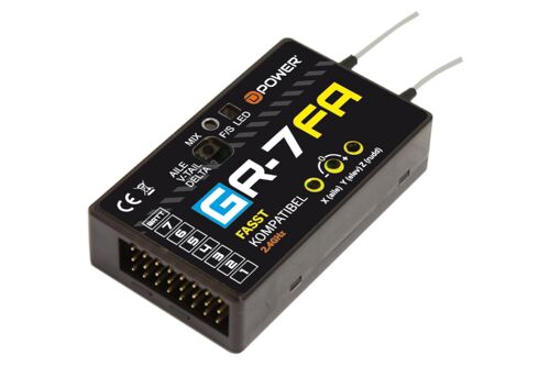 D-Power GR-7FA 2.4GHz receiver with 3X Gyro - FASST compatible