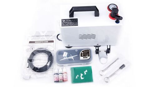 Airbrush Set - Fengda AS-18BK compressor, airbrush en accessoires