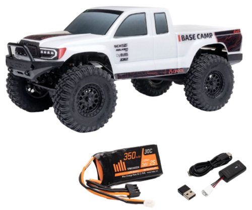 Axial - 1/24 SCX24 Base Camp 4WD Rock Crawler Brushed RTR with Battery & Charger, White