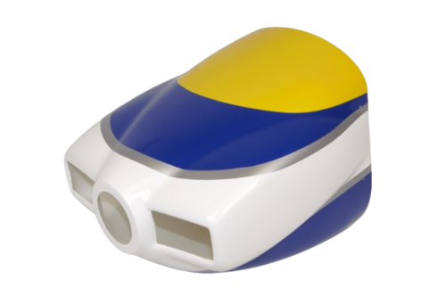 Laser 60" V2, Capot moteur, Jaune/Bleu