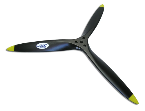 Fiala - 16x12 Wooden 3-Blade Pusher propeller Black/Yellow (Gas)