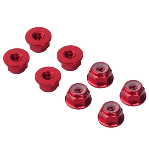INJORA 8PCS Écrous Nyloc à Bride Métalliques Anodisés M4 pour Crawler Rock RC 1/10