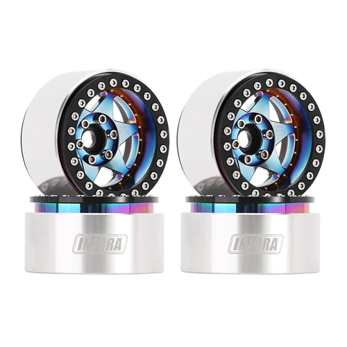 INJORA Roues Beadlock Super Lourd en Laiton et Aluminium 1.9" avec Offset de -10mm pour Crawler RC 1/10 (4) (W1958)