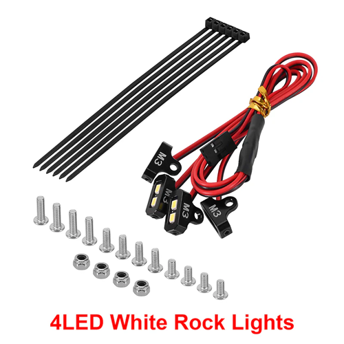 INJORA Kit de Lumières de Roche 4LED pour Crawler RC 1/10 (Blanc, Jaune)