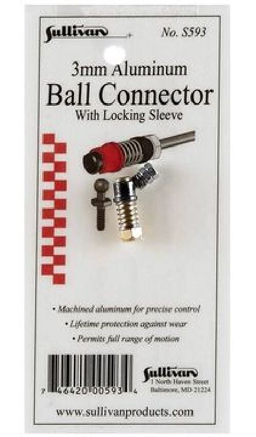 Sullivan - 3mm Aluminium Ball connector with locking sleeve
