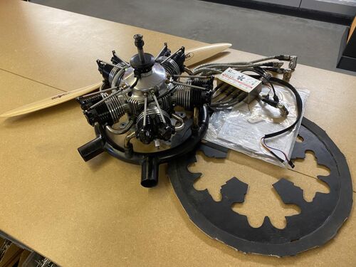 Second Hand - UMS 125CC 5 Cylinder 4-Stroke Radial Engine (APPROX 20L) + Fiala Propeller 25x12 & Baffle