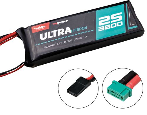 Robbe - Accu Ro-power Ultra LiFePo4 3800mAh 2S 6.6V 25-30C (MPX/JR)
