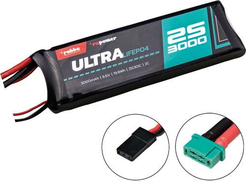 Robbe - Accu Ro-power Ultra LiFePo4 3000mAh 2S 6.6V 25-30C (MPX/JR)