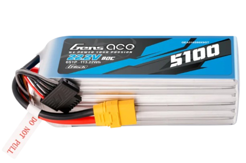 Gens Ace G-Tech 5100mAh 6S1P 22,2V 80C Lipo-accu (XT-90)