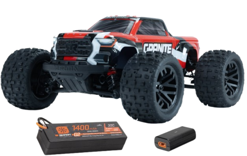 Arrma - 1/18 GRANITE GROM 4X4 RTR Monster Truck Brushed (Batterie et chargeur inclus), Rouge