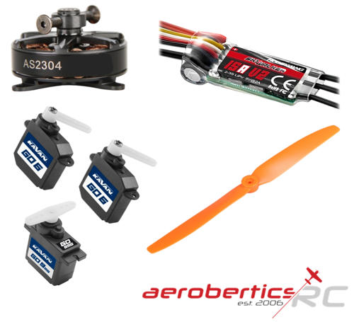 Aerobertics Indoor Combo AS2304-2300KV + HW15A + Kavan Servos + GWS 8x4