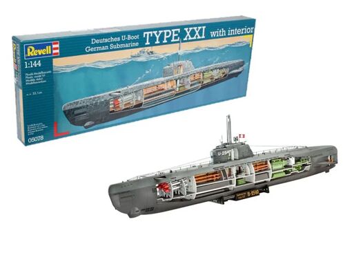 Revell Deutsches U-Boot Typ XXI mit Innenausstattung - 1/144