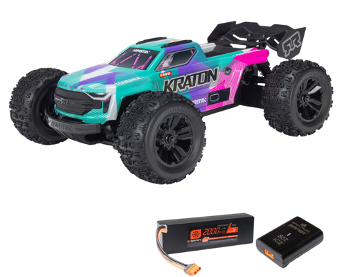 Arrma - 1/16 MINI KRATON 3S DSC 4X4 RTR Brushless Speed Truck (Batterie & Chargeur Inclus), Bleu Sarcelle/Rose