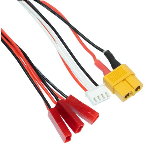 Aerobertics - XT60 laadkabel voor 3x 1S LiPo batterijen (SR120 / mQX / Solo Pro 328)