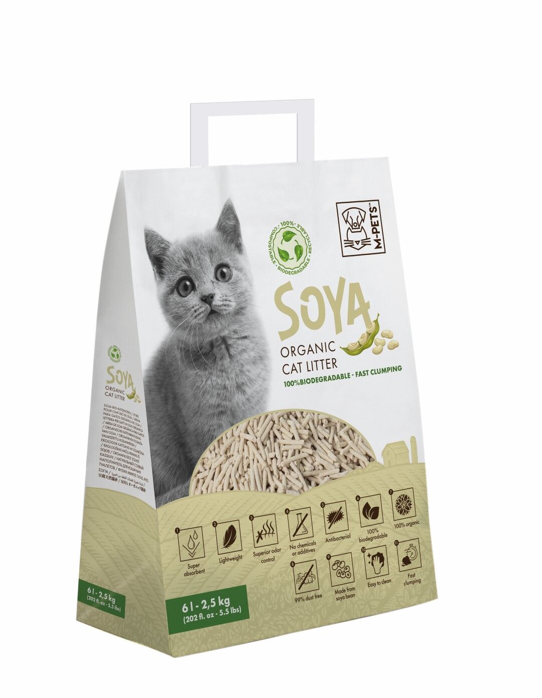 M-PETS SOYA Cat Litter WHITE 2,5kg 6L 