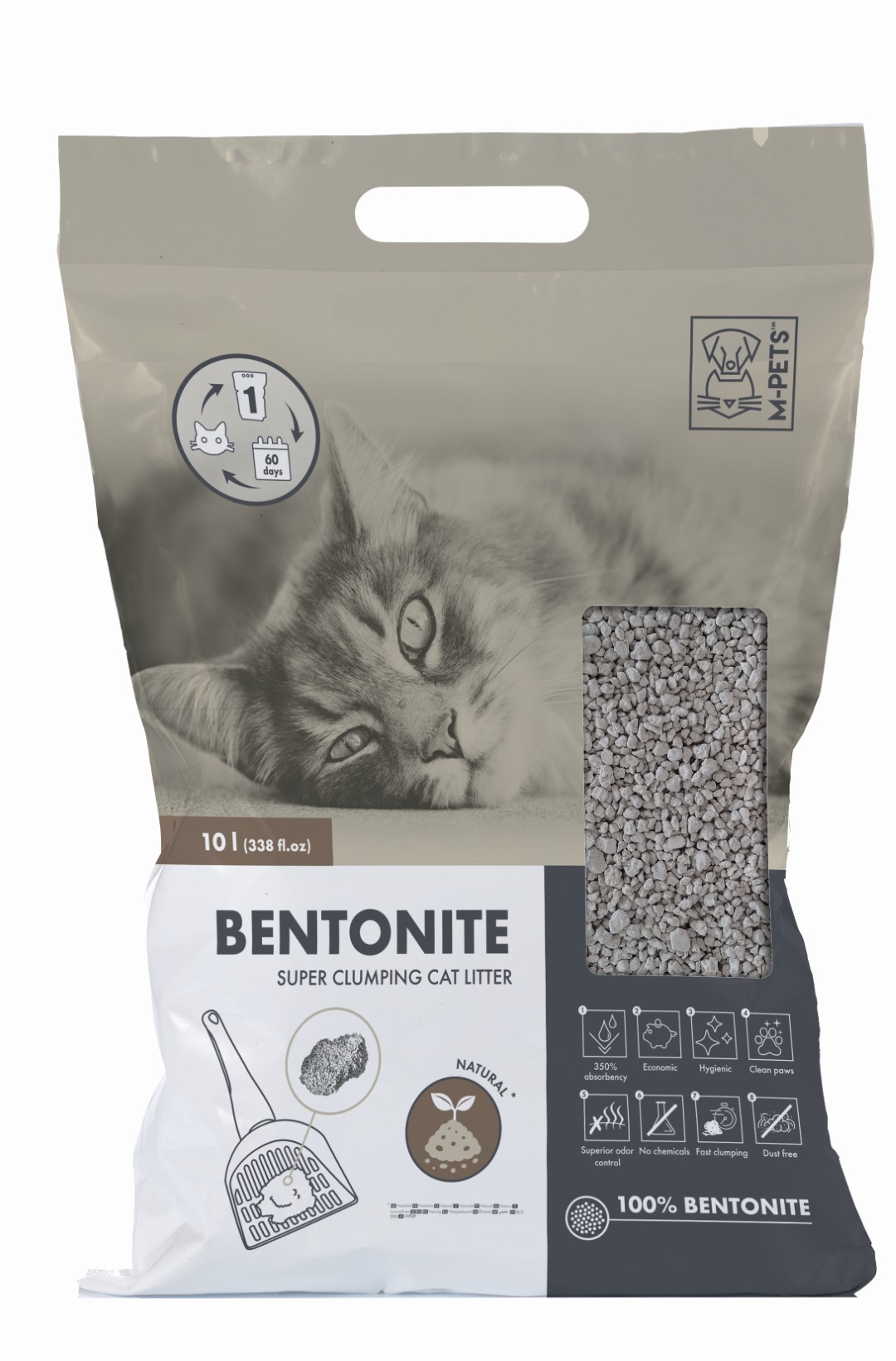 M-PETS SUPER CLUMPING BENTONITE - CAT LITTER naturel