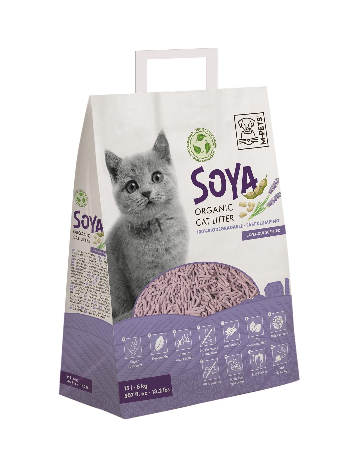 M-PETS SOYA Cat Litter LAVENDER 6kg 15L