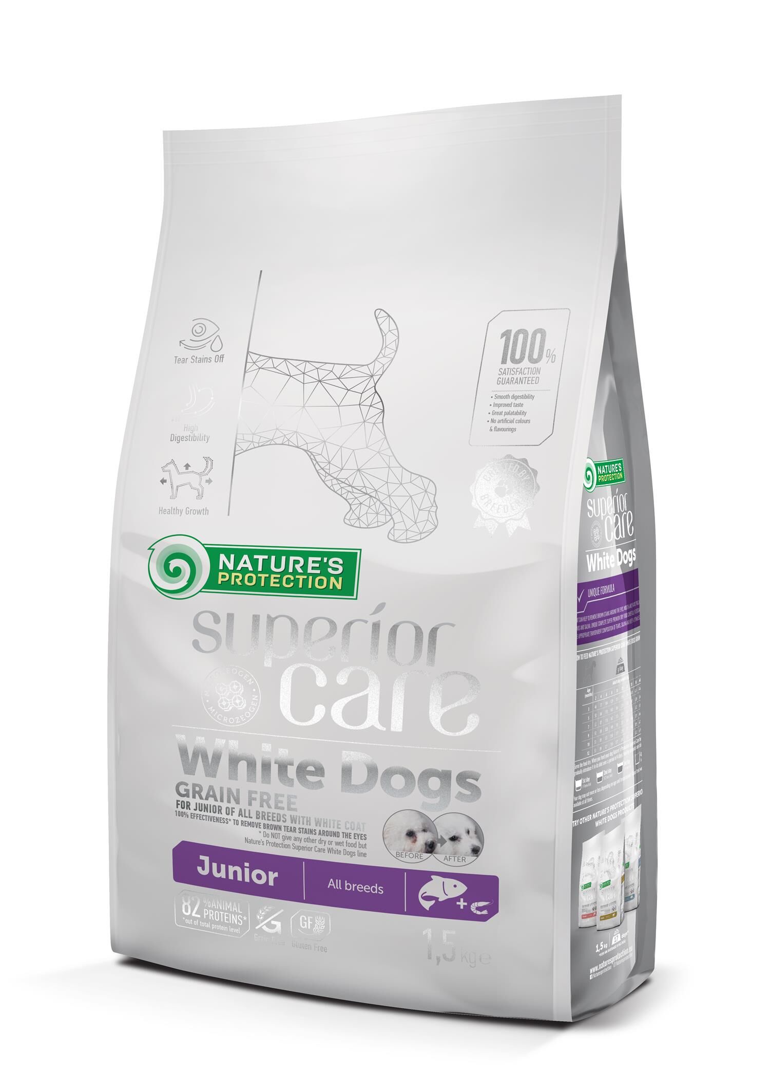 NP Superior Care - White Dog - All Breeds - Junior - Grain Free with Salmon - 1,5kg