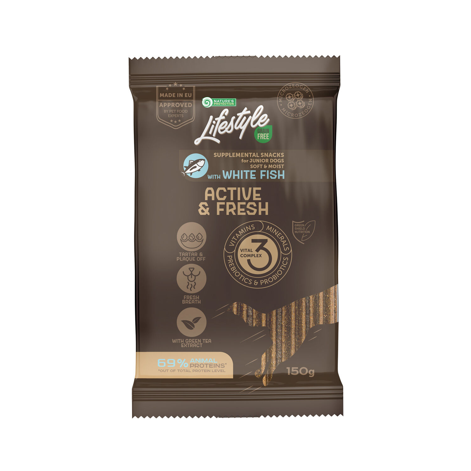 NP Lifestyle - Functional Treat Active & Fresh - All Breeds - Junior - Grain Free with White Fish - 150g