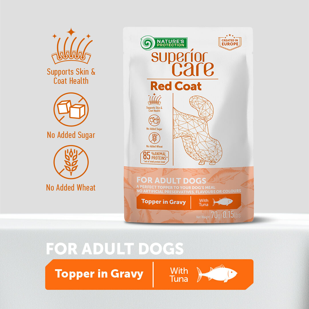 NP Superior Care - Red Coat - All Breeds - Adult - Topper in Gravy with Tuna - 70g