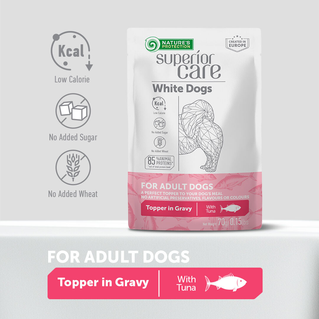 NP Superior Care - White Coat - All Breeds - Adult - Topper in Gravy with Tuna - 70g