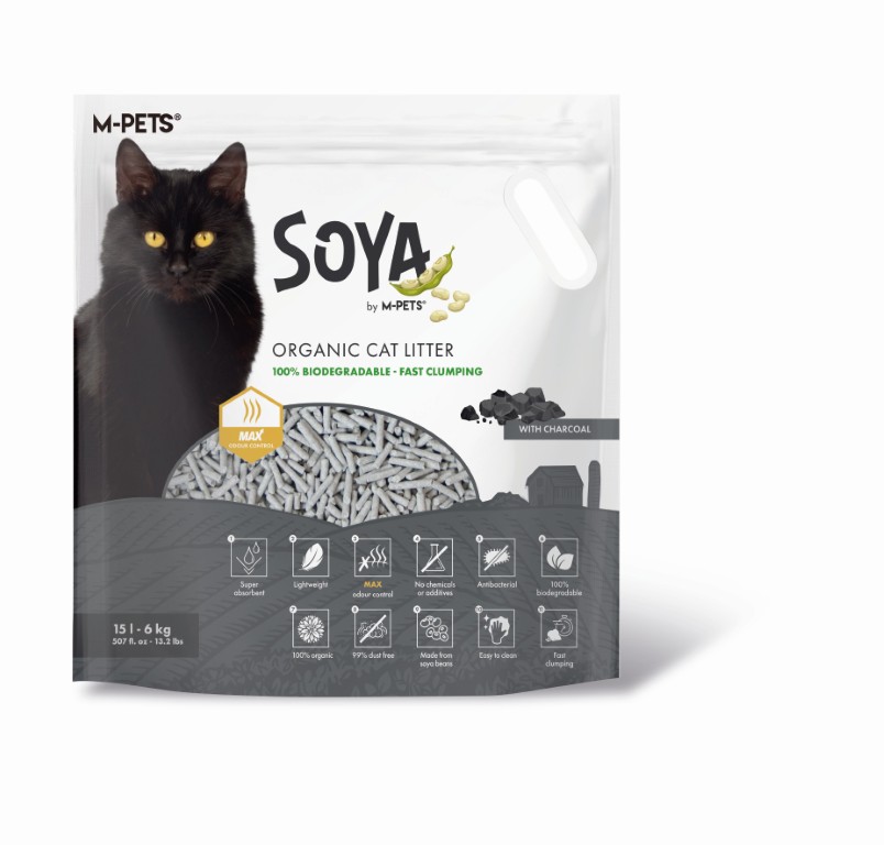 M-PETS SOYA Cat Litter CHARCOAL - 6kg 15 L plastic bag