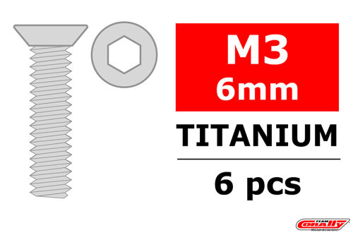 Team Corally - Titanium Screws M3 x 6mm - Hex Flat Head - 6 pcs