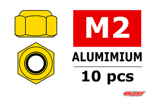 Team Corally - Aluminium Nylstop Nut - M2 - Gold - 10 pcs
