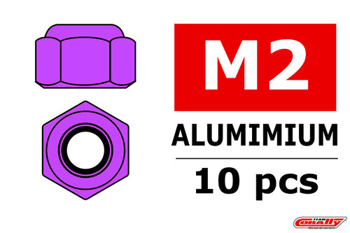 Team Corally - Aluminium Nylstop Nut - M2 - Purple - 10 pcs